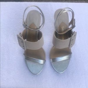 New silver pearl heel